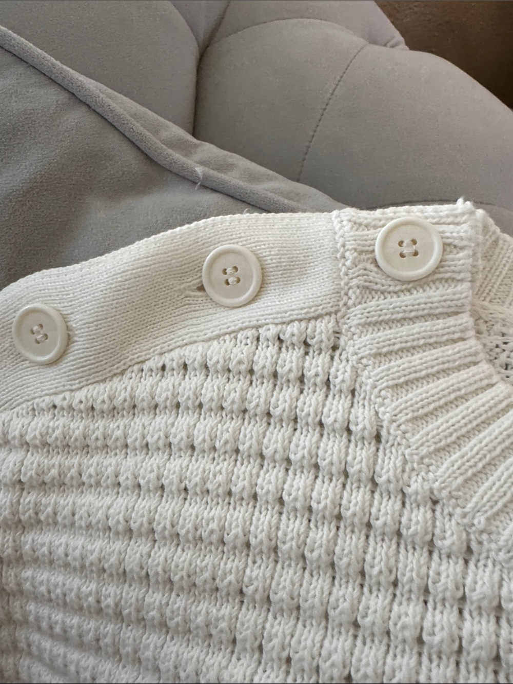 J. Crew Ivory Crewneck Sweater with Blue Stripes - Picture 5 of 7